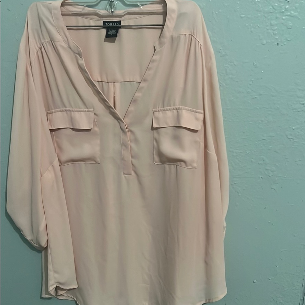 Torrid Tan Cream Relaxed Buttoned Blouse